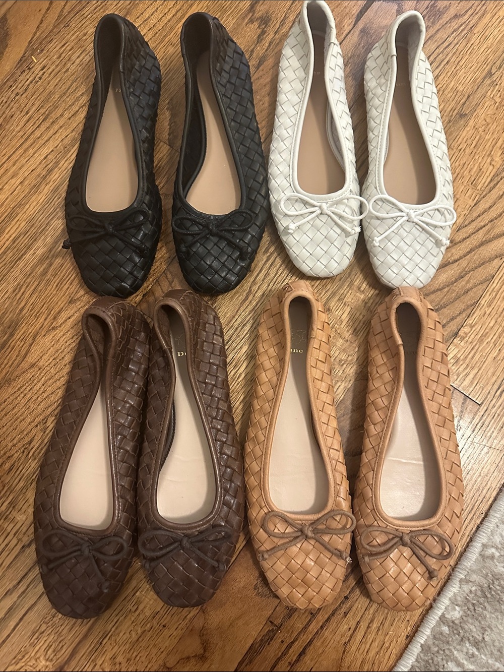 Woven Ballet Flats Bundle in Black, White Brown, Tan